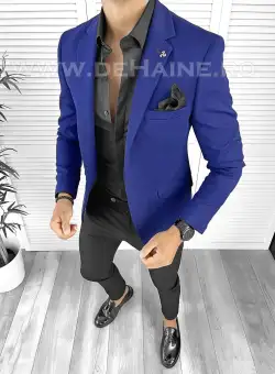 Sacou barbati slim fit bleumarin B8338 108 -2