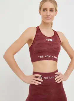 The North Face sutien sport culoarea bordo, modelator