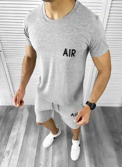 Trening barbati gri deschis pantaloni + tricou 10589 P19-1.3