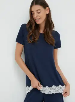 United Colors of Benetton tricou de pijama culoarea albastru marin