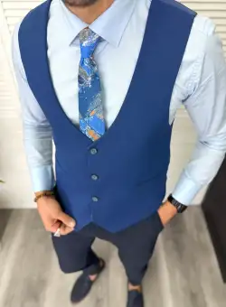 Vesta barbati eleganta albastra 11835