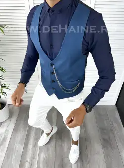 Vesta barbati eleganta slim fit bleumarin V3 107-2 E~
