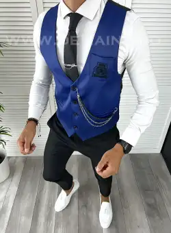 Vesta barbati eleganta slim fit bleumarin V32 23-2 E~