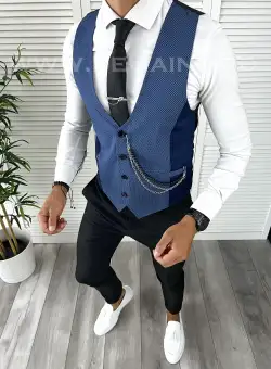 Vesta barbati eleganta slim fit bleumarin V36 23-2 E~