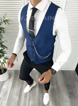Vesta barbati eleganta slim fit bleumarin V39 23-2 E~