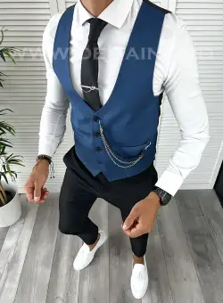 Vesta barbati eleganta slim fit bleumarin V47 140-2 E