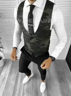 Vesta barbati eleganta slim fit camuflaj B8906 M4-1.1