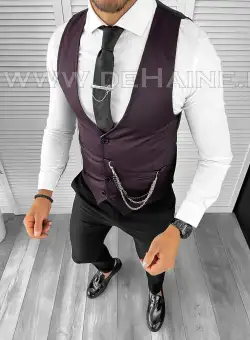 Vesta barbati eleganta slim fit grena B8161 O4-5.1