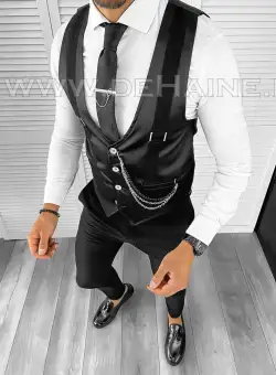 Vesta barbati eleganta slim fit neagra B8109 Q1-4