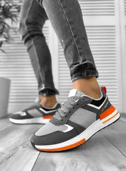 Adidasi barbati casual gri cu portocaliu B017 N1-4