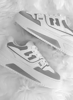 Adidasi dama casual albi cu gri 958 T4-1