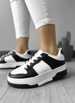 Adidasi dama casual albi cu negru LA208 N13-2