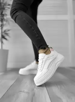 Adidasi dama casual albi cu roz 556 T5-1