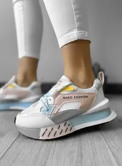 Adidasi dama casual albi cu roz CL2312 N13-3