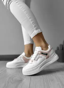 Adidasi dama casual cu talpa inalta roz CL2407 T3-2