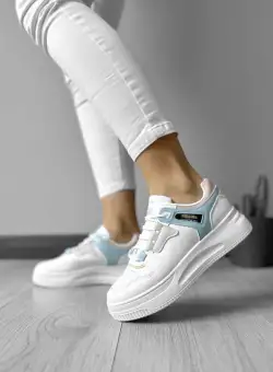 Adidasi dama casual cu talpa inalta turcoaz CL2407 T3-1