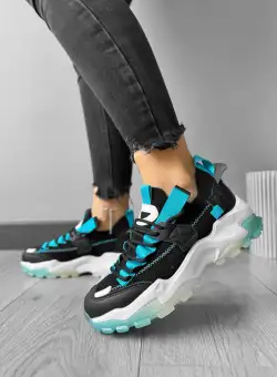 Adidasi dama casual negri cu albastru H21 T13-2