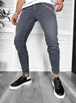 Blugi barbati conici + Adidasi casual VIP negri 85244 H4-3