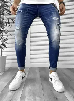 Blugi barbati conici albastri 5792 F3-4