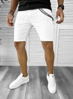 Blugi barbati scurti conici albi B8871 D7-5