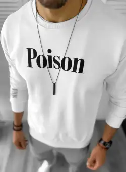 Bluza barbati alba cu imprimeu pe spate K131 Z5-4