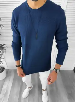 Bluza barbati bleumarin slim fit T3638 O4-1.1