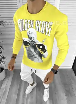 Bluza barbati galbena vatuita slim fit K409 i8-6