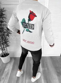 Bluza barbati gri cu imprimeu pe spate CU MIC DEFECT K141 24-3