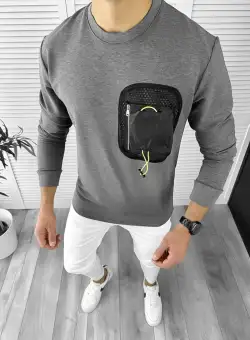 Bluza barbati gri slim fit K205 i14-2