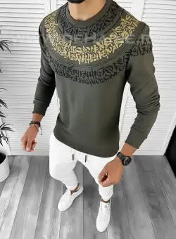 Bluza barbati kaki slim fit 2598 i7-1