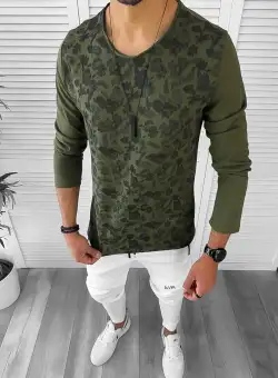 Bluza barbati kaki slim fit 7070 P19-3.3