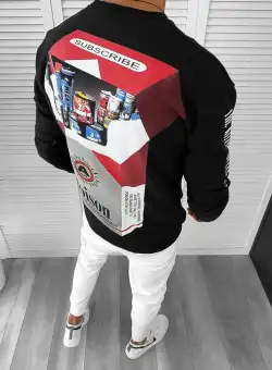 Bluza barbati neagra cu imprimeu pe spate K131 P19-3.3