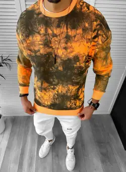 Bluza barbati oversize imprimeu orange K361 K7-4