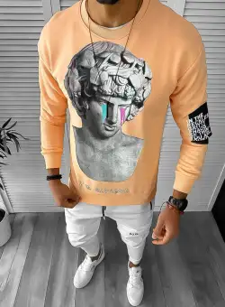 Bluza barbati portocalie slim fit K404 108-4