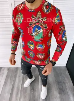 Bluza barbati rosie slim fit din silon B7661 P20-2.1