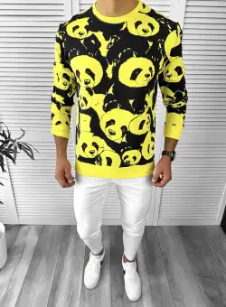 Bluza barbati slim fit galbena K294 N3-5