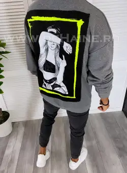 Bluza barbati slim fit gri cu imprimeu K203 i3-3