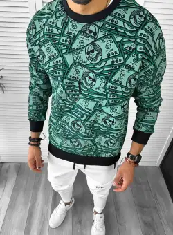 Bluza barbati verde slim fit K370 D5-1.4