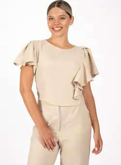 Bluza LaDonna bej cu volan