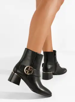 Botine cu toc gros Briela negre