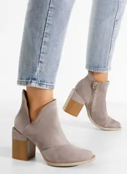 Botine cu toc gros Condesa gri