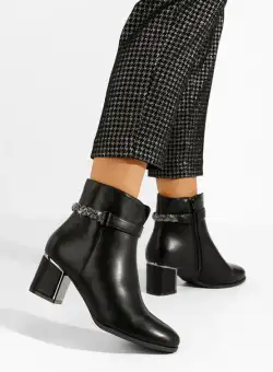 Botine cu toc gros Emmy negre