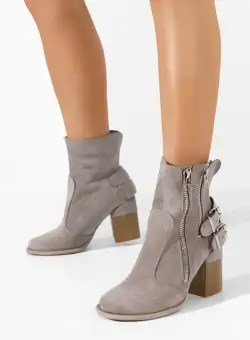 Botine cu toc gros Laroya V2 gri