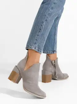 Botine cu toc gros Odeisa gri
