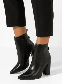 Botine cu toc negre Wanda