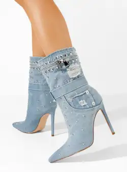 Botine stiletto Azzaro albastre