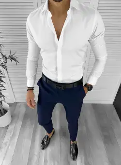 Camasa barbati alba slim fit 12657