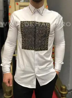 Camasa barbati alba slim fit B5500 3-2