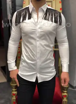 Camasa barbati alba slim fit pentru evenimente B5734 5-1