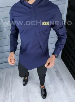 Camasa barbati asimetrica bleumarin slim fit B2132 D2-5.2